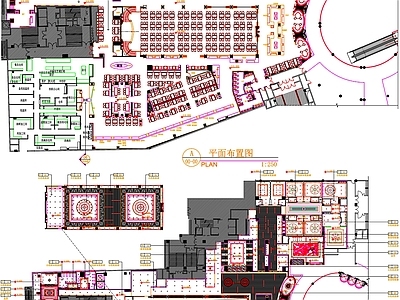 现代工装图库 餐饮平面布置 餐厅平面布置 餐饮平面图 大餐厅平面图 餐饮空间平面图 施工图 工装图库