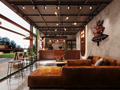 现代工业茶餐厅 露营咖啡馆 工业风 网红