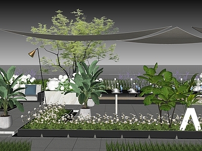 现代别墅庭院 屋顶花园