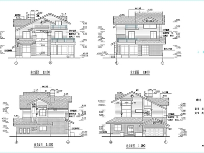 新中式欧式别墅建筑 中西式 别墅 自建房 施工图