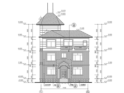 现代别墅建筑 三层别墅 建筑 施工图