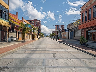 现代街道外景 人行道 商业街外景