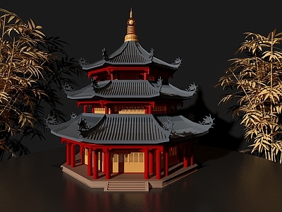 中式古建 古风建筑 国潮建筑 阁楼 塔