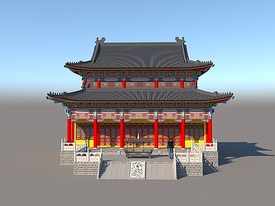 新中式中式古建 重檐大殿 古建筑 寺庙 大殿 大雄宝殿
