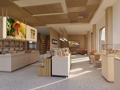 现代原木超市 乡村游客接待中心 农产品展示中心 农产品销售中心 现代原木展架 乡村文创展示空间