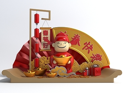 现代中式商业景观 新年布景 春节装饰 商场装饰 小品