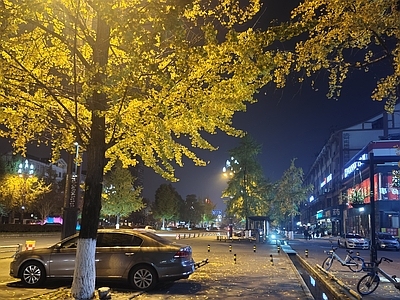现代街道外景 夜晚城市街道外景 商业街外景