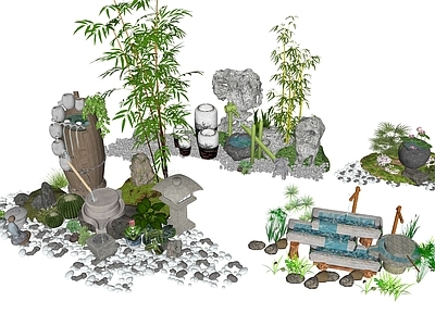 中式新中式庭院小品 庭院流水摆件 乡村庭院水景 新中式茶室流水景 新中式庭院水景