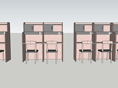 现代其他学校空间 自习室桌椅 教育家具 木质家具