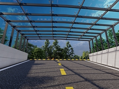 现代雨棚 地库 钢结构 玻璃爪