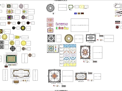 欧式现代地面拼花 60个石材水刀拼 水刀拼图案 施工图