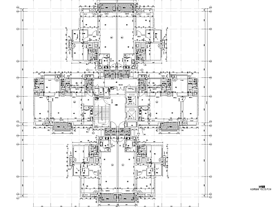 现代其他居住建筑 正T6户型 施工图