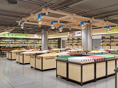现代简约超市 超市生鲜区 超市果蔬区 超市生活用品区
