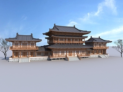 新中式中式古建 中式古建唐代 法堂 山
