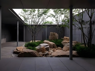 侘寂禅意庭院小品 天井庭院 天井造景 庭院 示范区天井庭院 庭院