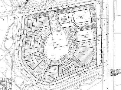 现代其他公共建筑 科技园规划总图 围合式 施工图