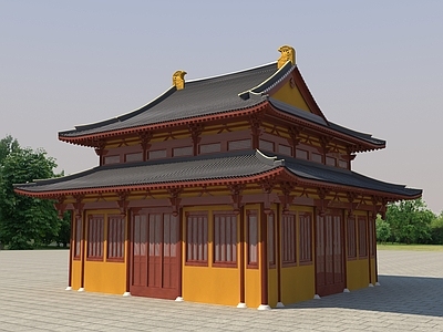 新中式中式古建 唐代大殿 大雄宝殿 重檐大殿 风格建筑
