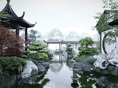 中式别墅庭院 传统中式庭院
