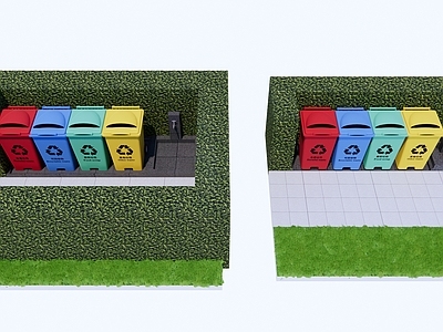 现代其他小品 生活垃圾收集模块 垃圾分类收集点 垃圾收集模块