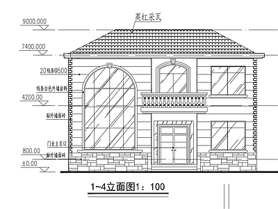 现代别墅建筑 自建房 独栋别墅 二层 施工图