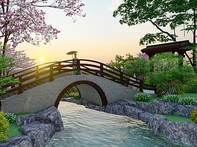 新中式中式景观桥 拱桥 木景观桥 石材景观桥 庭院景观桥