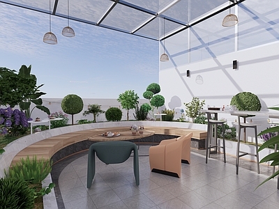 现代屋顶花园 轻奢艺术休闲庭院 艺术花园 屋顶花园 阳光花房