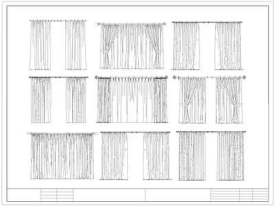 现代窗帘 布帘 褶皱帘 施工图