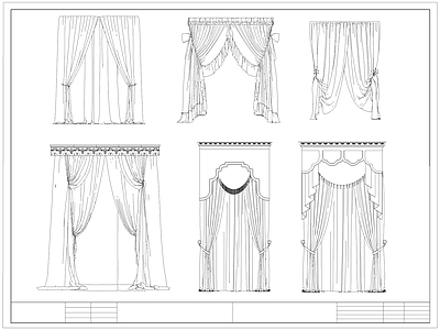 欧式窗帘 布帘 施工图