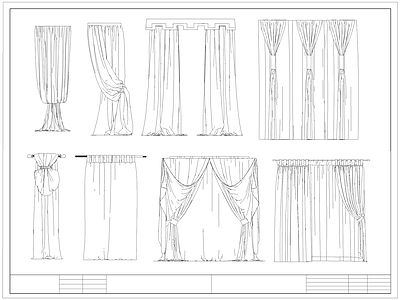 现代窗帘 布帘 褶皱帘 施工图