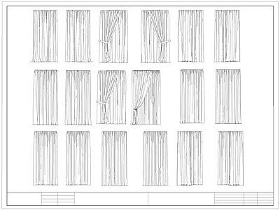 现代窗帘 布帘 褶皱帘 纱 施工图