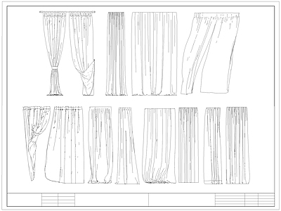现代窗帘 布帘 纱 褶皱帘 施工图