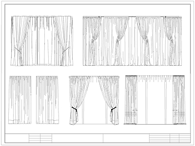 现代窗帘 布帘 褶皱帘 纱 施工图