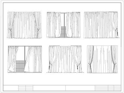现代窗帘 布帘 纱 褶皱帘 施工图