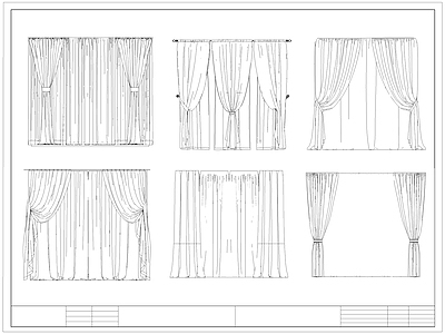 现代窗帘 布帘 纱 褶皱帘 施工图