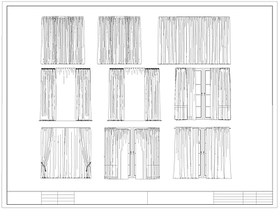 现代窗帘 布帘 纱 褶皱帘 施工图