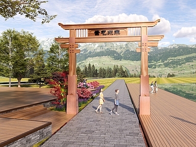 现代新中式牌坊牌楼 牌坊 寨门 大门 入口大门 门