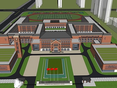 现代欧式学校建筑 红风格学校
