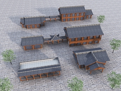 新中式中式古建 新中式民居 仿宋建筑 宋式沿街商业