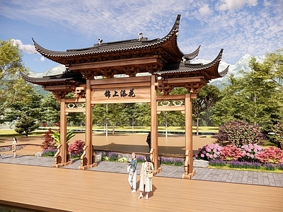 现代新中式牌坊牌楼 牌坊 大 寨 入口大