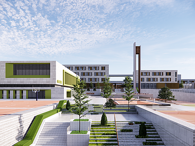 现代学校建筑 现代中学建筑 现代小学学校 现代学校建筑