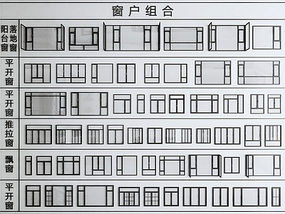 现代窗户组合 阳台窗户 推拉窗 平开窗 窗户 窗