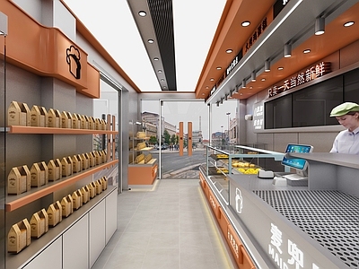 现代甜品面包店 糕点店桃酥店面店