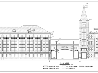 欧式学校建筑 欧式教学楼建筑图 施工图