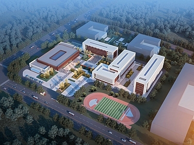现代简约学校建筑 现代风格 职业学校 技术学院 教育培训