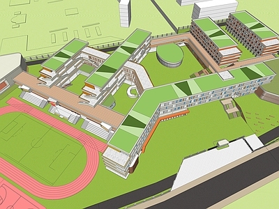 现代学校建筑 现代风格立面高中