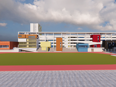 现代学校建筑 现代多彩立面学校