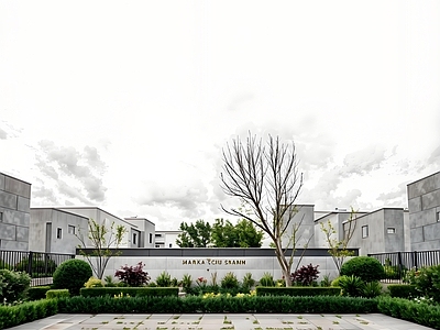 现代简约街道外景 绿化 庭院 住宅