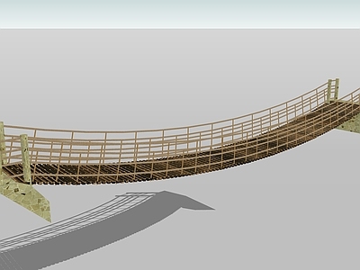 原木现代大桥 吊桥 木构