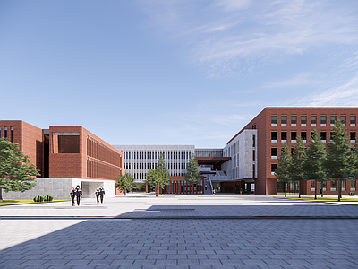 现代学校建筑 现代红砖学院建筑 红砖学校 大学学校建筑