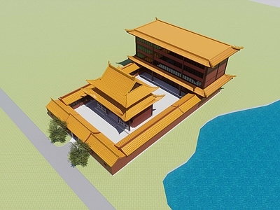 现代新中式寺庙建筑 寺庙